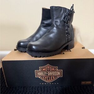 Never Worn, Harley-Davidson Black Leather Lace Up Boots Size 7